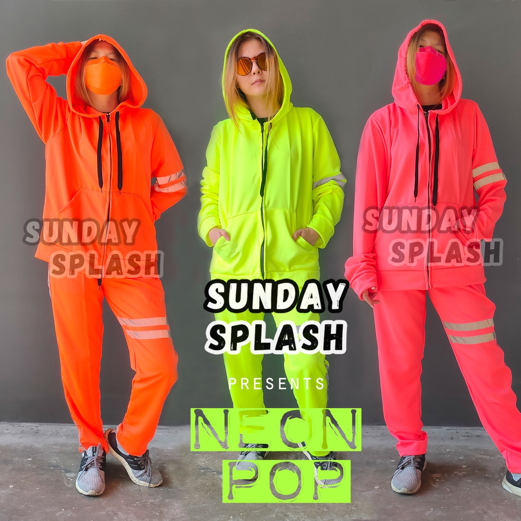 เสื้อแจ็คเก็ต มีฮูด jacket  NEON POP สีนีออนสะท้อนแสง ชาย หญิง ใส่ได้ แขนยาว กันหนาว ปกป้องลมแดด สีเ