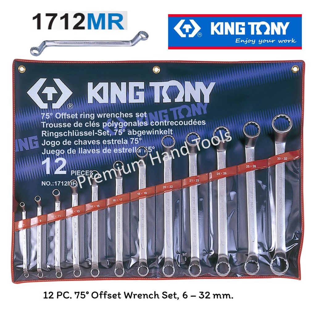 KING TONY ประแจแหวนชุด 6 - 32 MM. KINGTONY 1712MR (12 ตัวชุด)