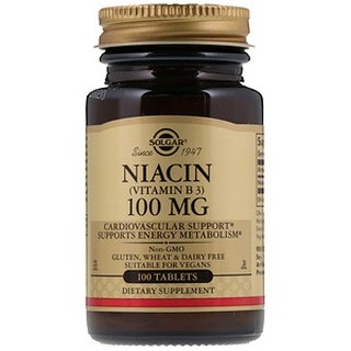 Free Shipping +++ Solgar, Niacin (Vitamin B3), 100 mg, 100 Tablets