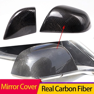 Tesla อุปกรณ์เสริม2cs Genuine Real Carbon Fiber Side Mirror Cover Ca Sticker Addon for Tesla TESLA MODEL Y Model 3 Model