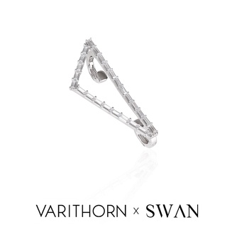 SWAN - VRT Cuff ต่างหูหนีบเงินแท้ ไม่ต้องเจาะ ฝังเพชรคิวบิคเซอร์โคเนีย cubic zirconia