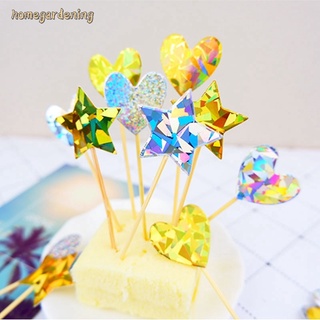 5pcs Mini Birthday Party Cake Toppers Colorful Laser Star Decorations Baby Shower