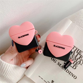 เคสซิลิโคน แบบนิ่ม กันกระแทก ลายหัวใจ สีดํา สีชมพู สําหรับ Airpods 1 2 3 pro