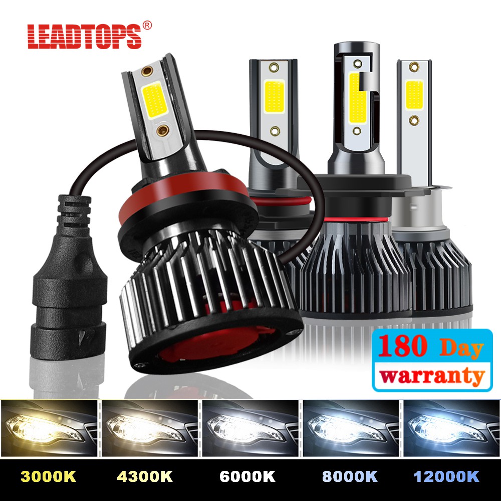 LEADTOPS หลอดไฟหน้าไฟตัดหมอกรถยนต์ H7 H4 Led 4300K 6000K 3000K 8000K 12000K 12V H3 9005 Hb3 9006 Hb4