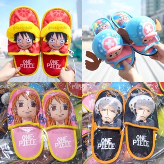 รองเท้าใส่ในบ้าน พื้นบาง Luffy ลูฟี่ &amp; Chopper ชอปเปอร์ &amp; Law ลอว์ &amp; Nami นามิ One Piece วันพีซ