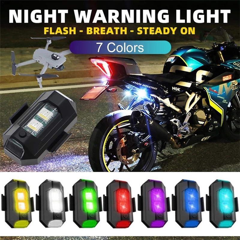 พร้อมส่ง โคมไฟแฟลช LED 7 สี ป้องกันการชน ดัดแปลง สําหรับติดรถมอเตอร์ไซค์ โดรน