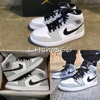 รองเท้าผ้าใบ N Air Jordon 1 Mid Light Smoke Grey สินค้าพร้อมส่งจ้า