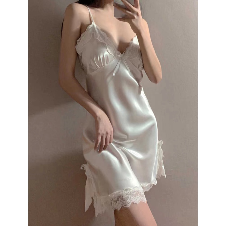 [ พร้อมส่ง ] DayDu ชุดนอนเดรสเซ็กซี่ผู้หญิง สายเดี่้ยว เเต่งด้วยลูกไม้งานดี D101 - รูปที่ 5