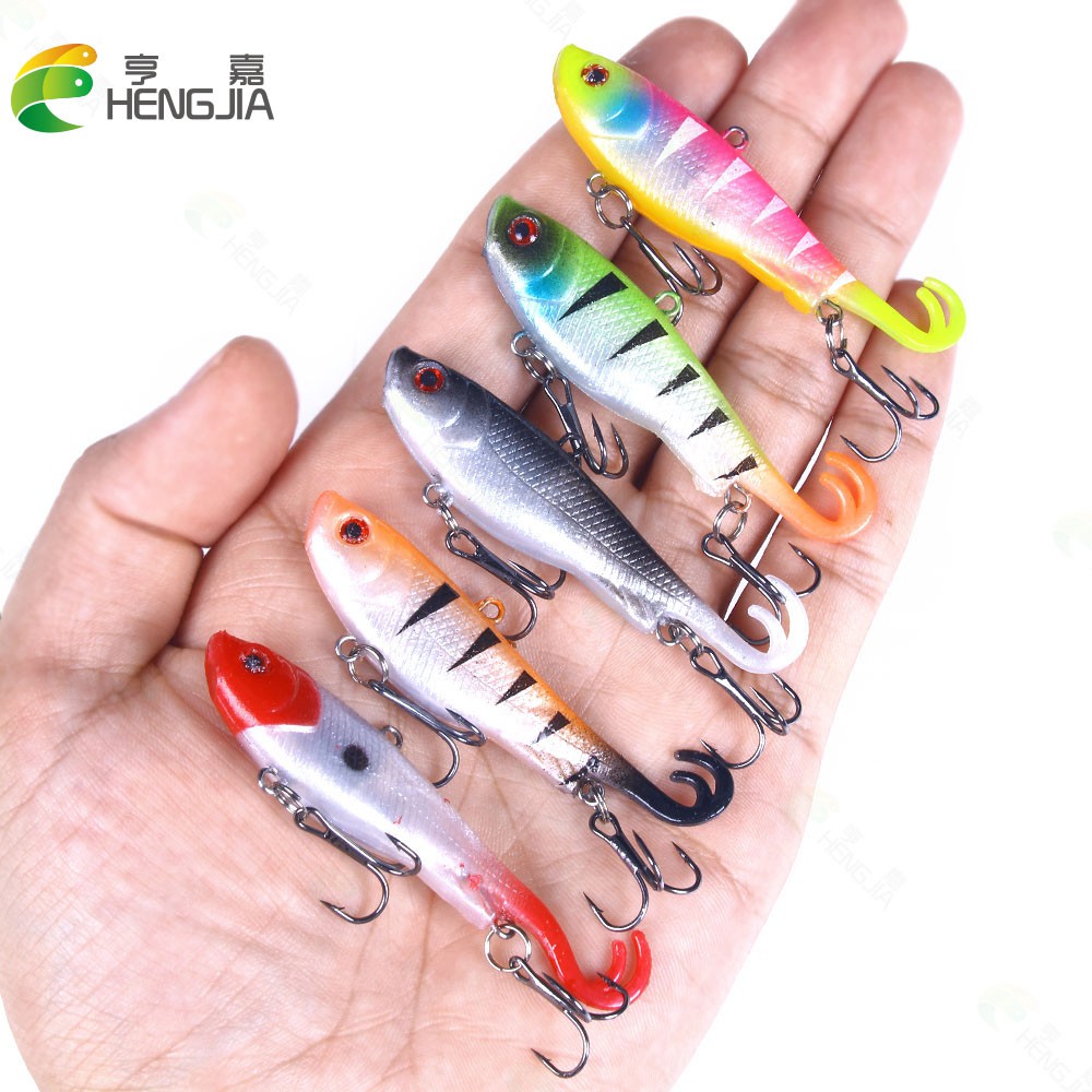 Hengjia เหยื่อตกปลาแบบนิ่ม พร้อมตะขอแหลม 12 กรัม 7 ซม. 1 ชิ้น