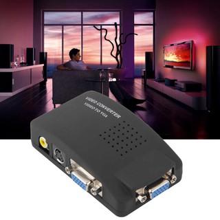 ตัวแปลงสัญญาน Box AV TO VGA Converter AVเหลือง/ Svideo To VGA (สีดำ)