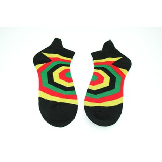 สินค้าราสต้า Low-cut Socks Black Geometrical All Sizes ถุงเท้าสไตล์ RASTA-REGGAE สีเขียวเหลืองแดงดำ ลายใยแมงมุม