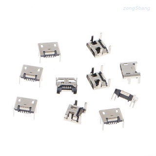 Zong ซ็อกเก็ตเชื่อมต่อ Micro USB Type B 5 Pin ตัวเมีย SMD 4 ขา 90 องศา 10 ชิ้น