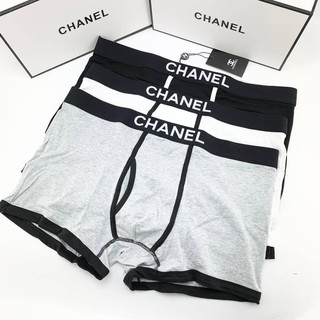 CHANEL LOGO WAIST BAND MEN UNDERWEAR BOXER กางเกงในผู้ชาย บ๊อกเซอร์ แบรนด์เนม ชาแนล ขอบเอวยางยืด ตัวหนังสือโลโก้ คอตตอน