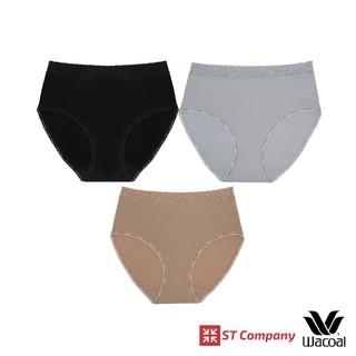 กางเกงใน Wacoal Missy Pack Half Panty ดำ-เทา-โอวัลติน 3 ชิ้น รุ่น WU3565 ผ้า Cotton (ฝ้าย) ครึ่งตัว วาโก้ ผู้หญิง ชั้นใน