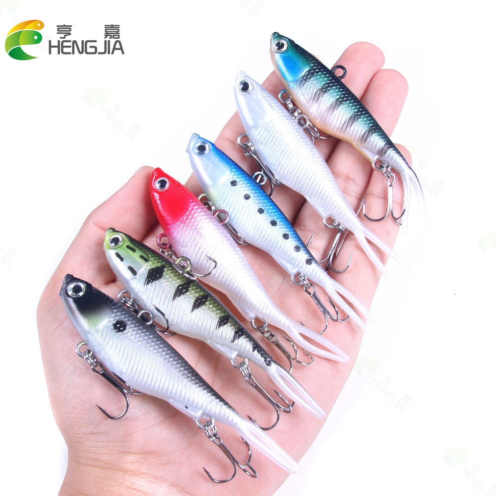 Hengjia 1PCS 9.5 ซม./21g Soft VIB ตกปลา Lure หัว Jig เหยื่อ Vibe ปลอม Lure Fish Tail Tackle