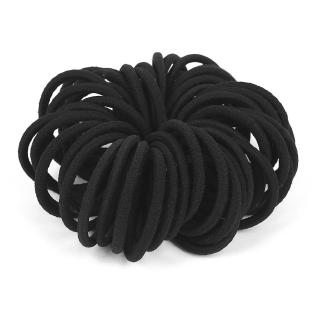 50 Pack Thick Heavy No Metal Elastic Hair Ties Black Rubber