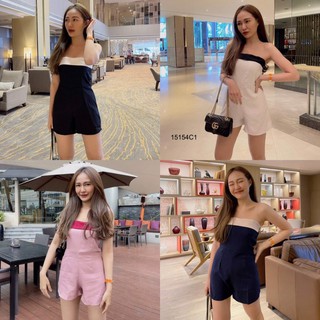 👗Pfashion [ส่งไว!!🚛] P15154 	จั้มสูทเกาะอกขาสั้น