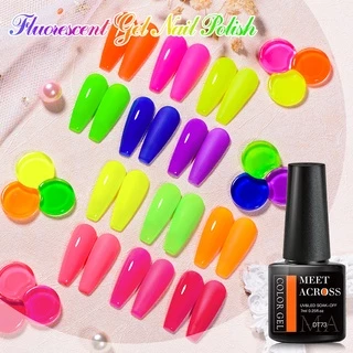 MEET ACROSS 7ml นีออนเรืองแสง เจลเล็บเคลือบเงาเคล็ดลับ กึ่งถาวร โซคอฟ ยูวี เอเลดี