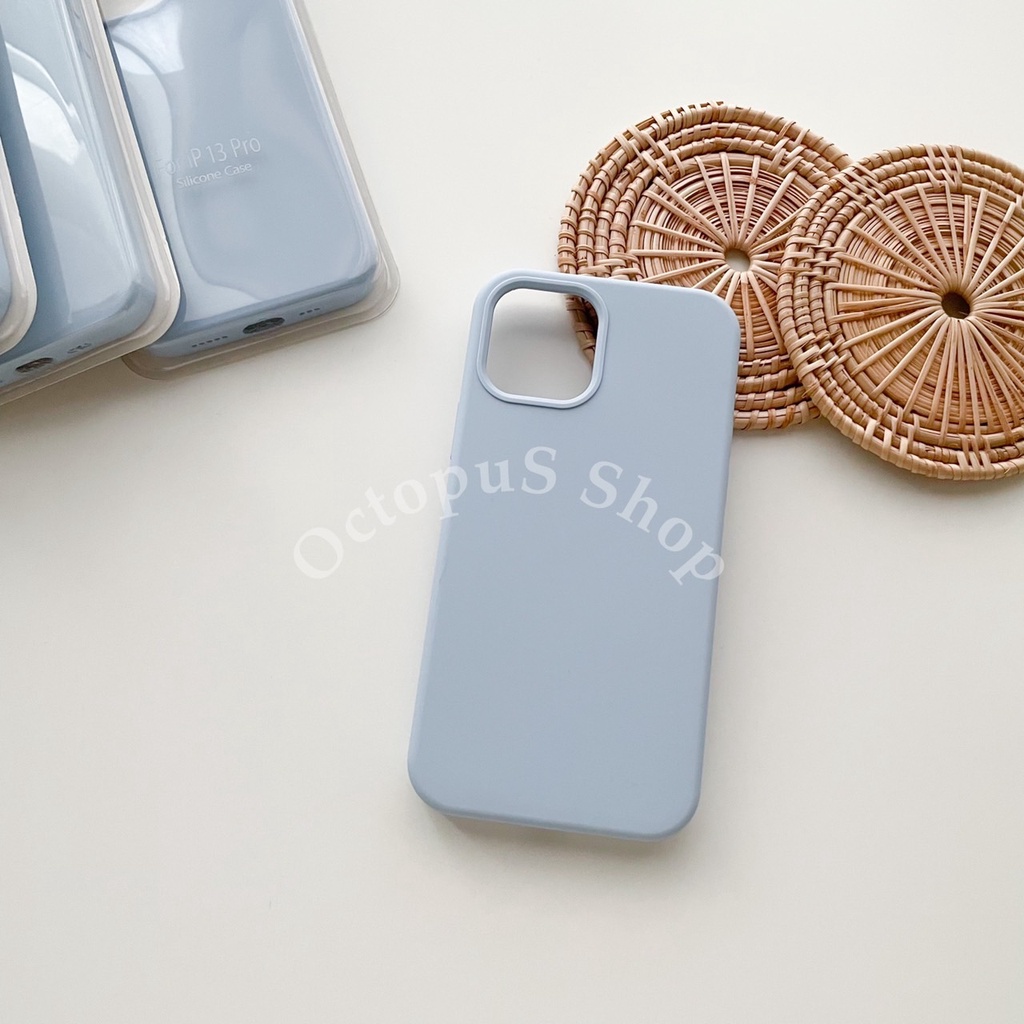 (สีฟ้าอ่อน) เคสซิลิโคนสีพื้น เคสสีล้วน ไม่มีโลโก้ เคสด้านในบุกำมะหยี่ ลบรอยปากกาได้ ***พร้อมส่ง 7-17promax***