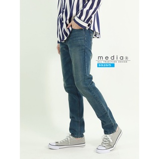 กางเกงยีนส์ ยืด ผู้ชาย ทรงกระบอกเล็ก สีน้ำเงินอ่อน MEDIA JEANS (SN:SS28/5)