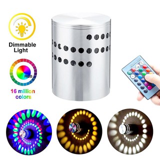 โคมไฟติดผนัง LED RGB อลูมิเนียม แบบเกลียว 16 สี สําหรับห้องนั่งเล่น ห้องนอน ทางเดิน