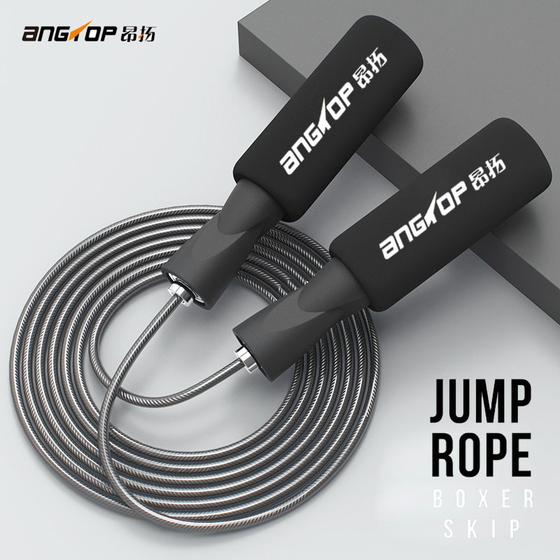 ซื้อ ANGTOP jump rope workout boxer skip เชือกกระโดด สามารถปรับสาย ด้ามจับนุ่ม ที่กระโดดเชือก ด้ามจับบุนุ่มกระชับมือ สายเสริม