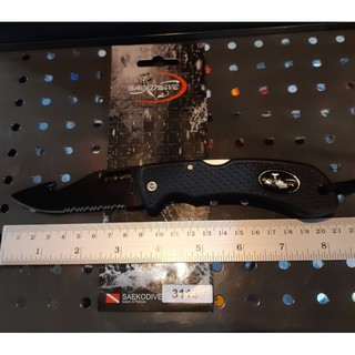 Saekodive Folding Knife Black SS Blade S3118KSCUBA DIVING Stainless steel 304 Back lockMade in Taiwan มีดพับ มีดดำน้ำ