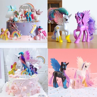 ตุ๊กตาฟิกเกอร์ PVC รูปการ์ตูนยูนิคอร์น My Little Pony สําหรับตกแต่งเค้กวันเกิด 12 ชิ้น