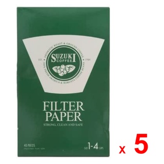 SUZUKI แผ่นกรองกาแฟ ซูซูกิ ขนาด 1-4 ถ้วย ชุดละ 5 กล่อง กล่องละ 40 ชิ้น / SUZUKI Coffee Filter - Size 1 x 4 Cups - Set of