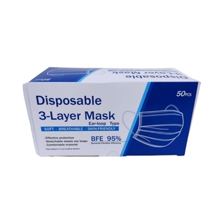 Disposable 3-Layer Face Mask หน้ากากอนามัย 3 ชั้น แบบใช้แล้วทิ้ง สีเขียว 50 ชิ้น (19053)