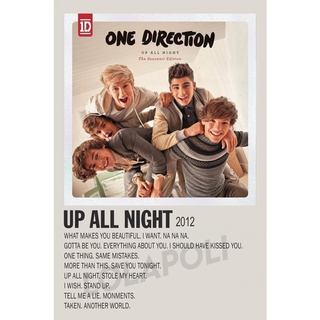 โปสเตอร์ มันวาว พิมพ์ด้านเดียว ขนาด A5 14.8 ซม. x 21 ซม. รูปปกอัลบั้ม Up All Night One Direction