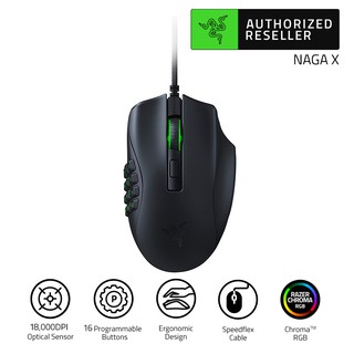 Razer Naga X Wired MMO Gaming Mouse 18,000DPI Optical Sensor 2nd-gen Razer Optical Switch (เมาส์เกมมิ่ง)