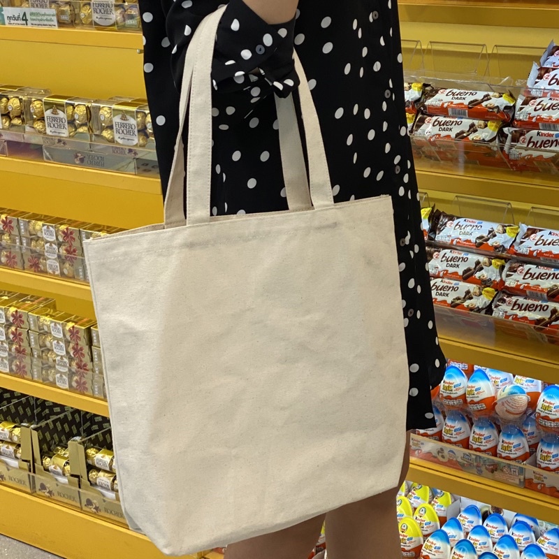 [พร้อมส่ง] กระเป๋าผ้า ราคาส่ง ถุงผ้าดิบเนื้อหนา เนื้อคอตต้อน/ฟอกขาว สำหรับเพ้นท์ DIY สกรีน ฮีททรานเฟอร์ Sublimation