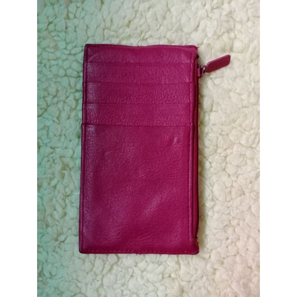 กระเป๋าใส่บัตรหนังแท้สีบานเย็นbuxton