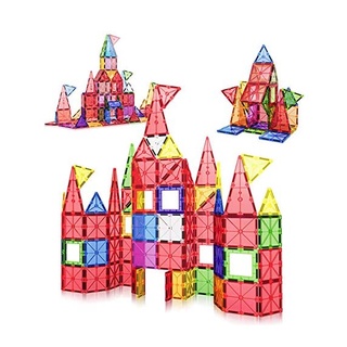 Magnetic-Paradise 3D Magnetic Building Tiles, สีใส, 100 ชิ้นสีใสสดใส, การศึกษา STEM ที่ดีที่สุด, บล็อกการสร้างที่สร้างสร