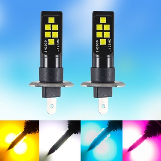 หลอดไฟตัดหมอก Led H1 12 Smd 3030 Univeral Bulb Super Bright สีเหลืองอําพันสีขาว 2 ชิ้น