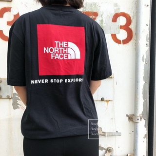 เสื้อยืดแขนสั้น พิมพ์ลาย Sharkhead The North Face สีแดง สีดํา สีขาว