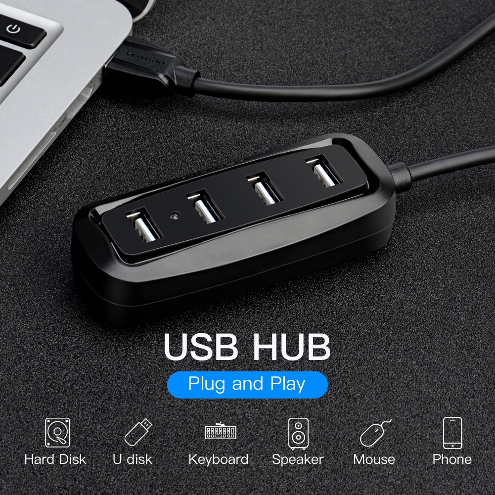 Vention อุปกรณ์ฮับ เชื่อมต่อ USB ความเร็วสูง มี 4 พอร์ต VAS-J43-2