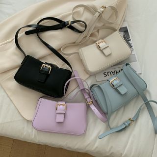 ❄️พร้อมส่ง❄️ สีฟ้า ม่วง กระเป๋าสะพายไหล่สายรัดเข็มขัด minibag (B033)