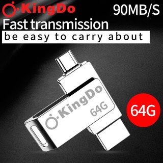 USB Kingdo 64GB 2.0 USB แฟลชไดรฟ์ 2 In 1 โลหะกันน้ํา OTG