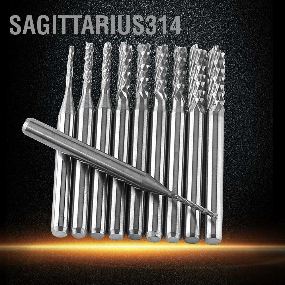 Sagittarius314 ดอกกัดเอ็นมิลทังสเตนคาร์ไบด์ 1.0 1.5 2.0 2.5 3.0 มม. 10 ชิ้น