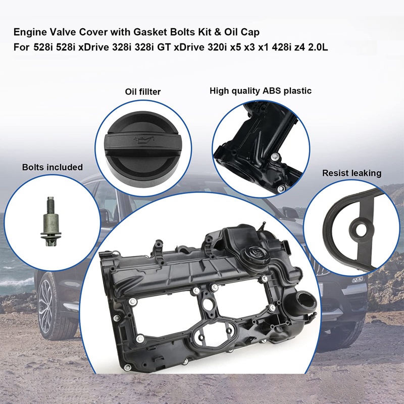 Engine Valve Cover With Oil Cap Gasket Bolts Kit For BMW N20 320I 328I