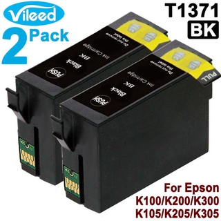 [สต็อกประเทศไทย]2 Pack 137 T1371 BK Ink for EPSON Black Print Cartridge for K100 K200 K300 K105 K205 K305 Printer