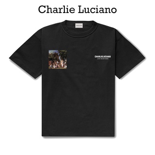 เสื้อยืดแขนสั้น พิมพ์ลายภาพวาดสีน้ํามัน Charlie Luciano ทรงหลวม สําหรับผู้ชายS-5XL