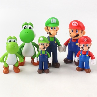 เกม Nintendo Super Mario Bros สไตล์ญี่ปุ่น 3 ชิ้น ต่อชุด โมเดลฟิกเกอร์ Yoshi Luigi Mario PVC ของเล่นสําหรับเด็ก