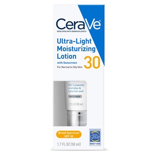 [ของแท้ 100%] CERAVE ULTRA LIGHT MOISTURIZING LOTION WITH SUNSCREEN SPF30 FOR NORMAL TO OILY SKIN 1.7 fl.oz (50 ml)