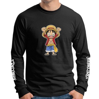 [S-5XL]เสื้อยืดแขนยาว พิมพ์ลายการ์ตูน One Piece Luffy gum pirate sea โอเวอร์ไซซ์ สําหรับผู้ชาย