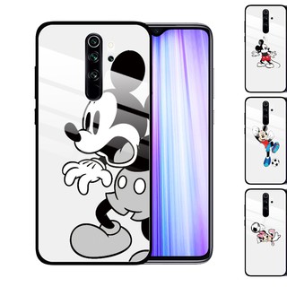 Xiaomi Redmi Note 10 Pro 9S 8 9 Redmi 9A 9 9T 8A กรณีโทรศัพท์กระจก ปกโทรศัพท์ Phone Case Startle Mickey Cute Cartoon Tempered Glass Cover Anti-Scratch