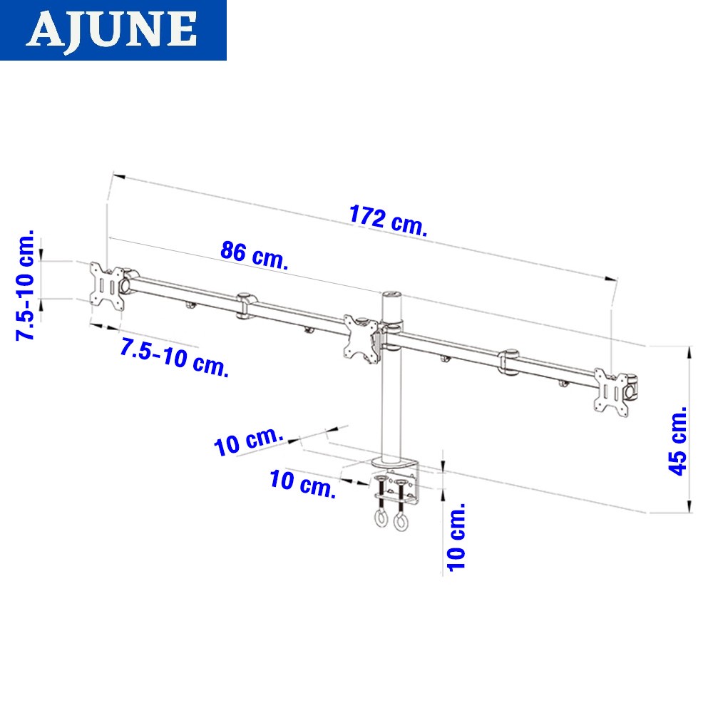 AJUNEขาตั้งจอมอนิเตอร์ 3 จอ รุ่น MS-3303XL High Qualityสำหรับจอ 13-32 ...