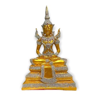 พระศรีอริยเมตไตรย พระศรีอารย์สีน้ำทอง(หน้าตัก 5นิ้ว สูง30ซม.)ทรงเครื่องจักรพรรดิประทับนั่งทรงศีลสมาธิบนสวรรค์ชั้นดุสิต ป